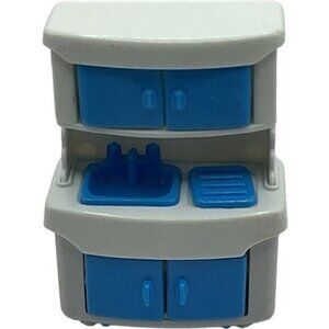 Miniature Doll House Kitchen Playset With Sink & Cabinets